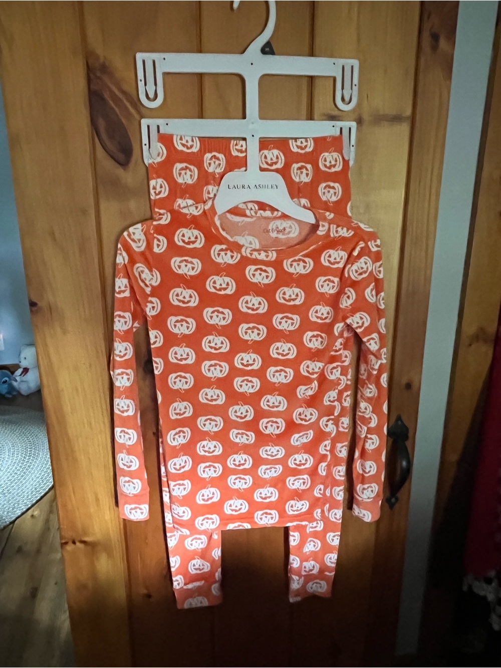 Cat & Jack Orange Pumpkin Print Kids Pajama Set